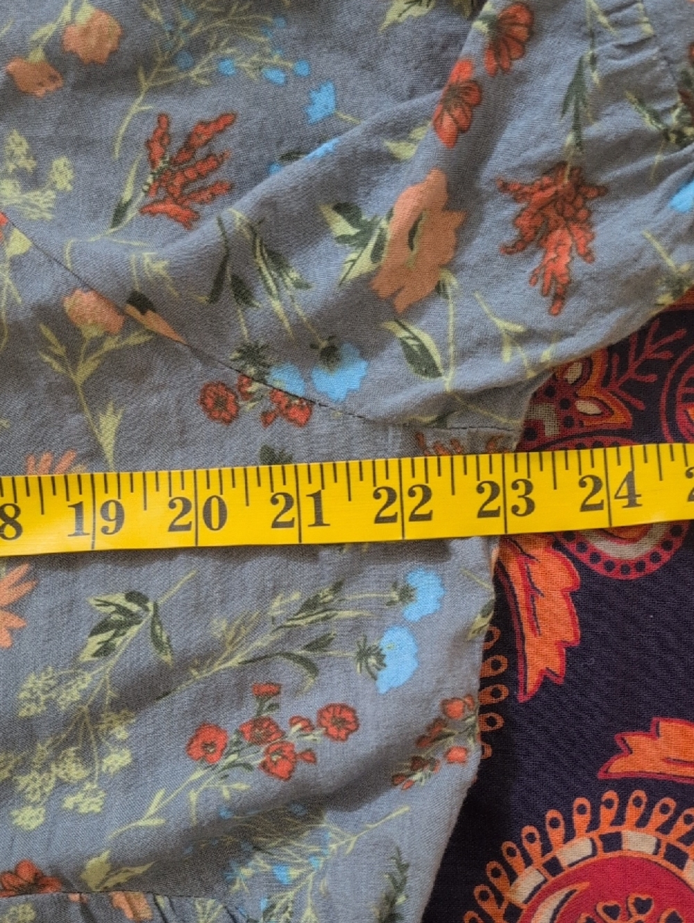 Natural Life Floral Dress.Gray Orange Tiered. - Picture 4 of 8